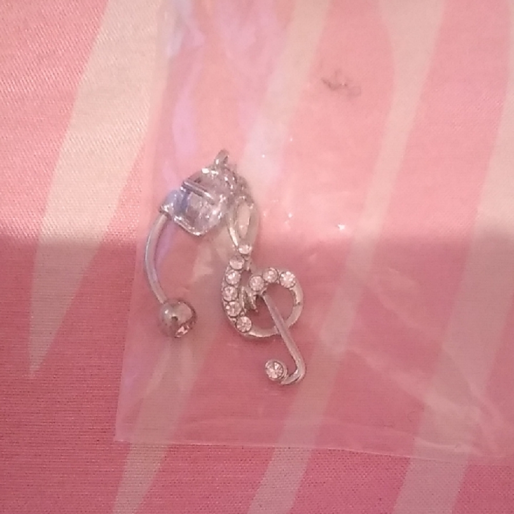 Silver Music Note Belly Ring - image 1
